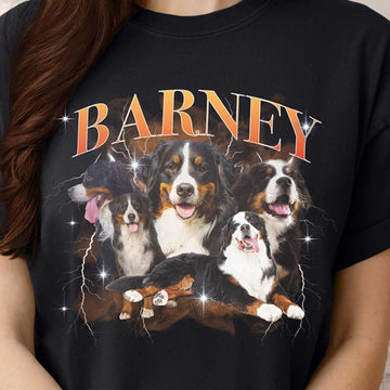 Custom Pet Portrait T-Shirt: Retro 90s Graphic Tee dog