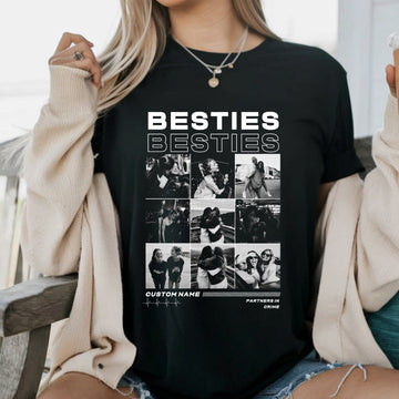 Custom Besties Picture Shirt, Personalized Photo Collage Tee,Matching BFF Gift, Best Friend Birthday Shirt