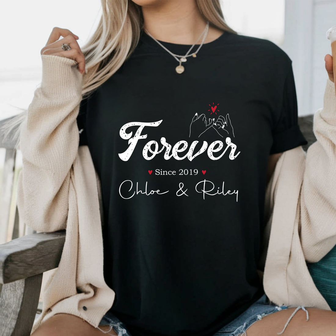 Custom Forever Shirt, Personalized Best Friend Tee, Matching BFF Shirt with Names, Friendship Birthday Gift