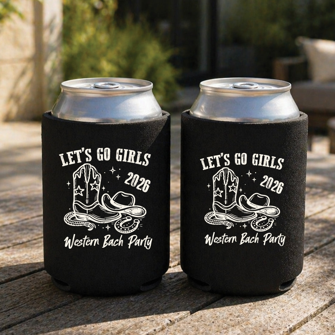 Personalized Western Bachelorette Can Coolers, Cowgirl “Let’s Go Girls 2026” Can Sleeves, Western Bach Party Favors