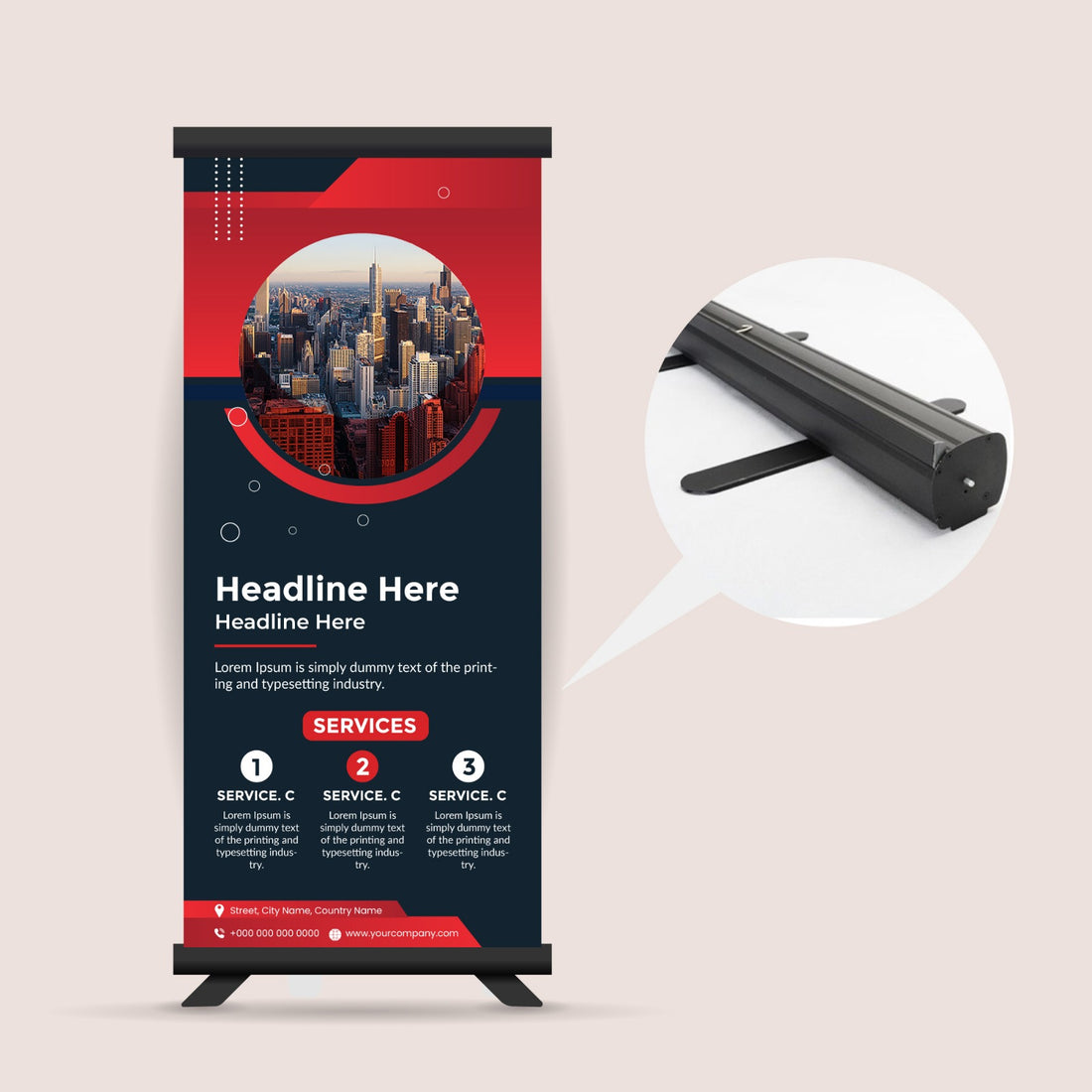 Creative Business Black Roller Banners for Marketing Agency Promotion