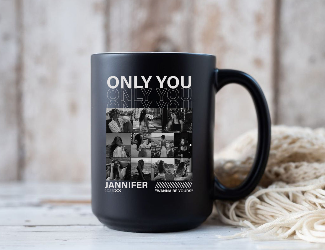 Custom Photo Collage Mug with Name Printed on Both Sides