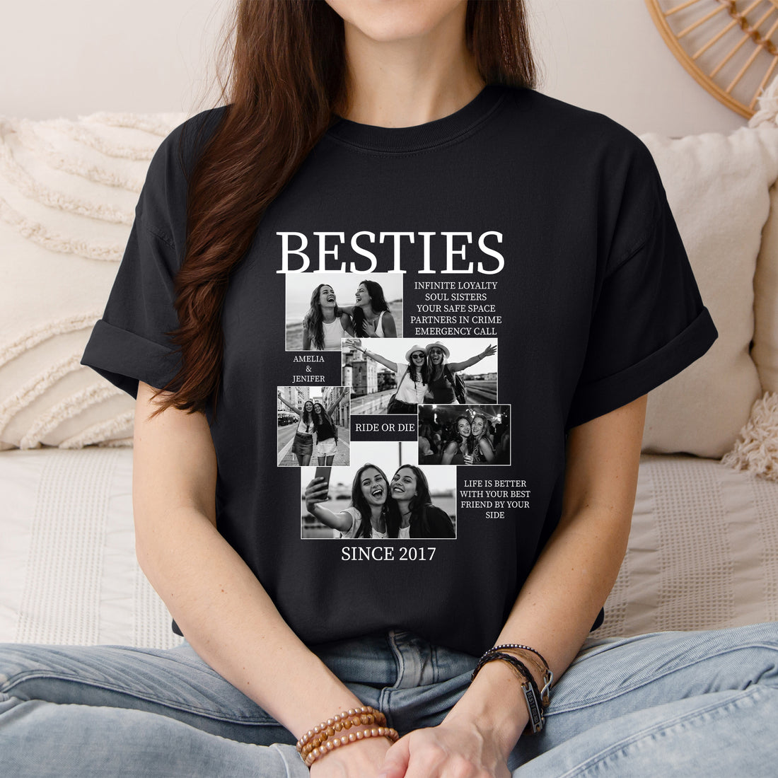 Custom Bestie Photo Collage Shirt | Personalized Friendship Tee