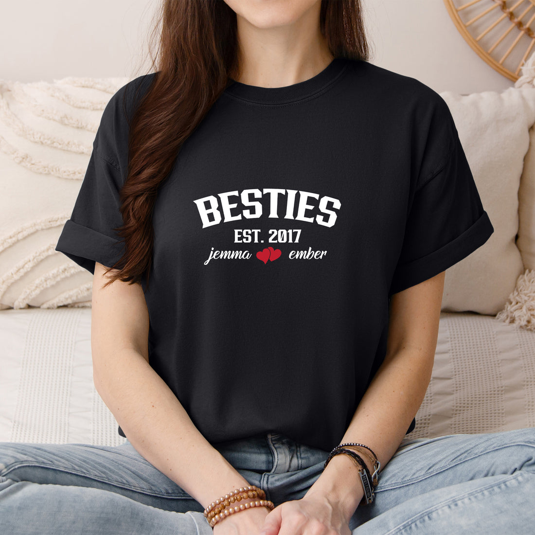 Personalized Besties T Shirt, Custom Friendship Shirt with Names, Best Friend Matching Tee,Est Year Gift,BFF Birthday Shirt