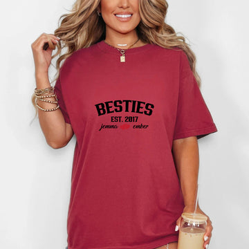 Personalized Besties T Shirt, Custom Friendship Shirt with Names, Best Friend Matching Tee,Est Year Gift,BFF Birthday Shirt