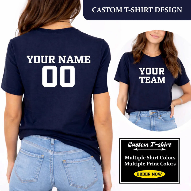 Custom Team Name Tee T-Shirt | Personalized Jersey Style Text