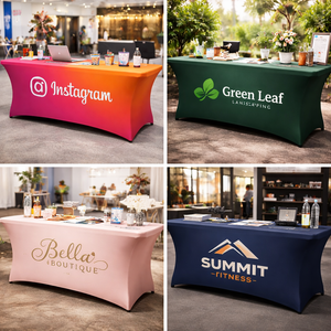 Custom Stretch Spandex Table Cover Trade Shows, Weddings, Events & More