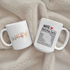 Personalised Wifey – Nutrition Facts Mug  Printed on Both Sides