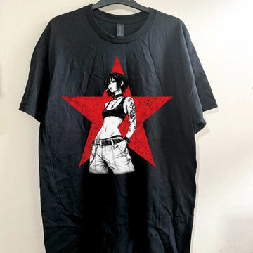Red star punk manga grunge tshirt