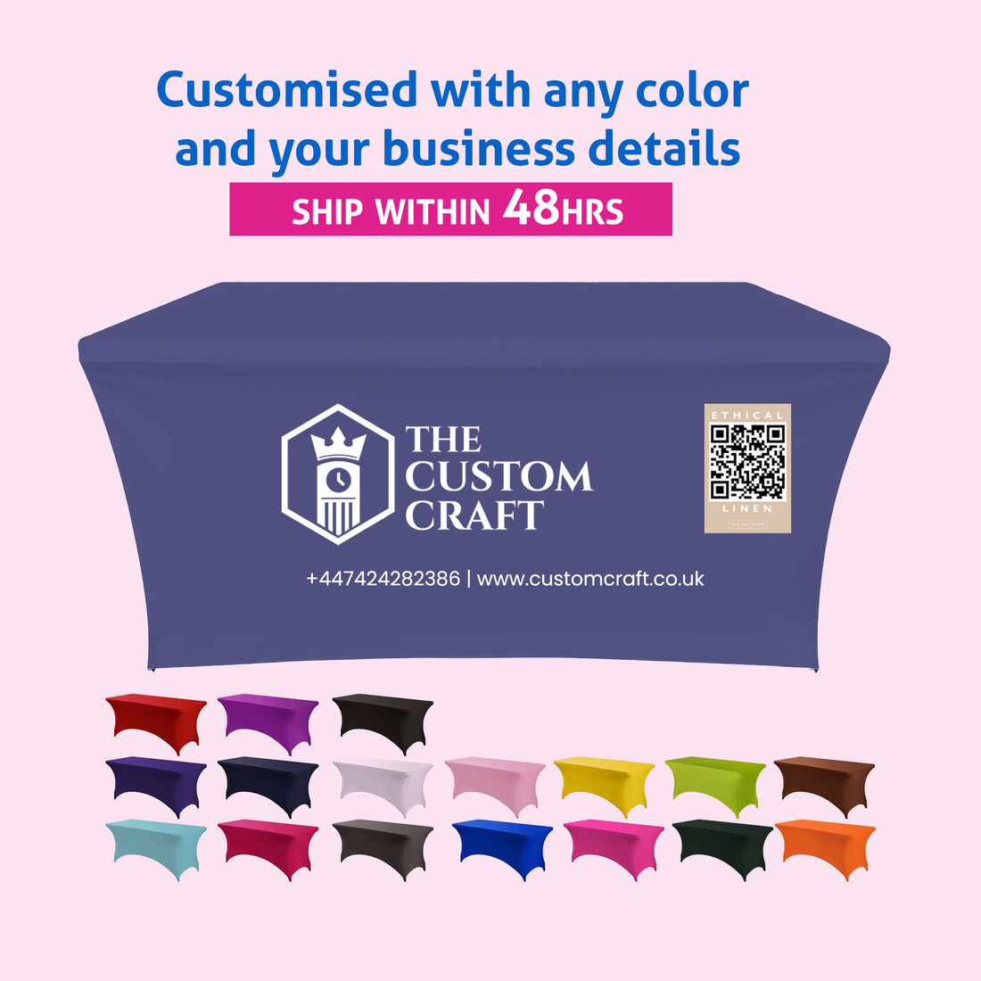 Custom Stretch Spandex Table Cover Trade Shows, Weddings, Events & More