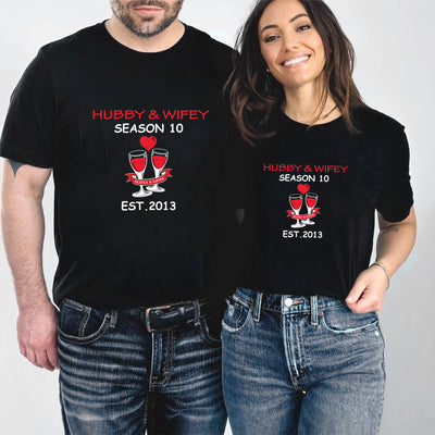 Personalised Custom Matching Couple Shirts-Hubby & Wifey
